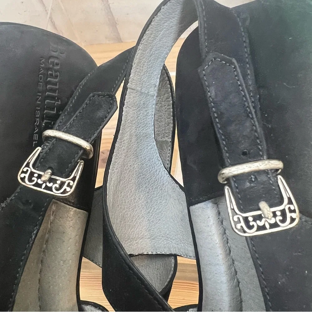 Beautifeel Black Nubuck comfort wedge sandals - Picture 8 of 10